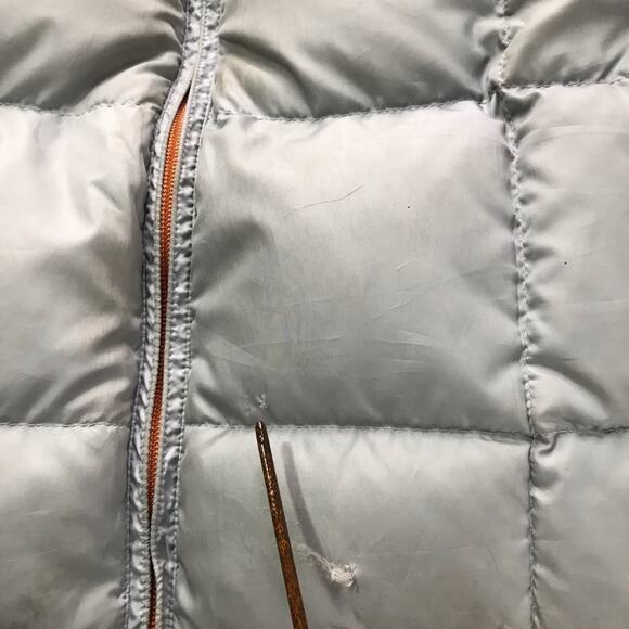 LL Bean mens XL orange grey reversible goose down puffer quilted vest 0BDC7 - Picture 9 of 13